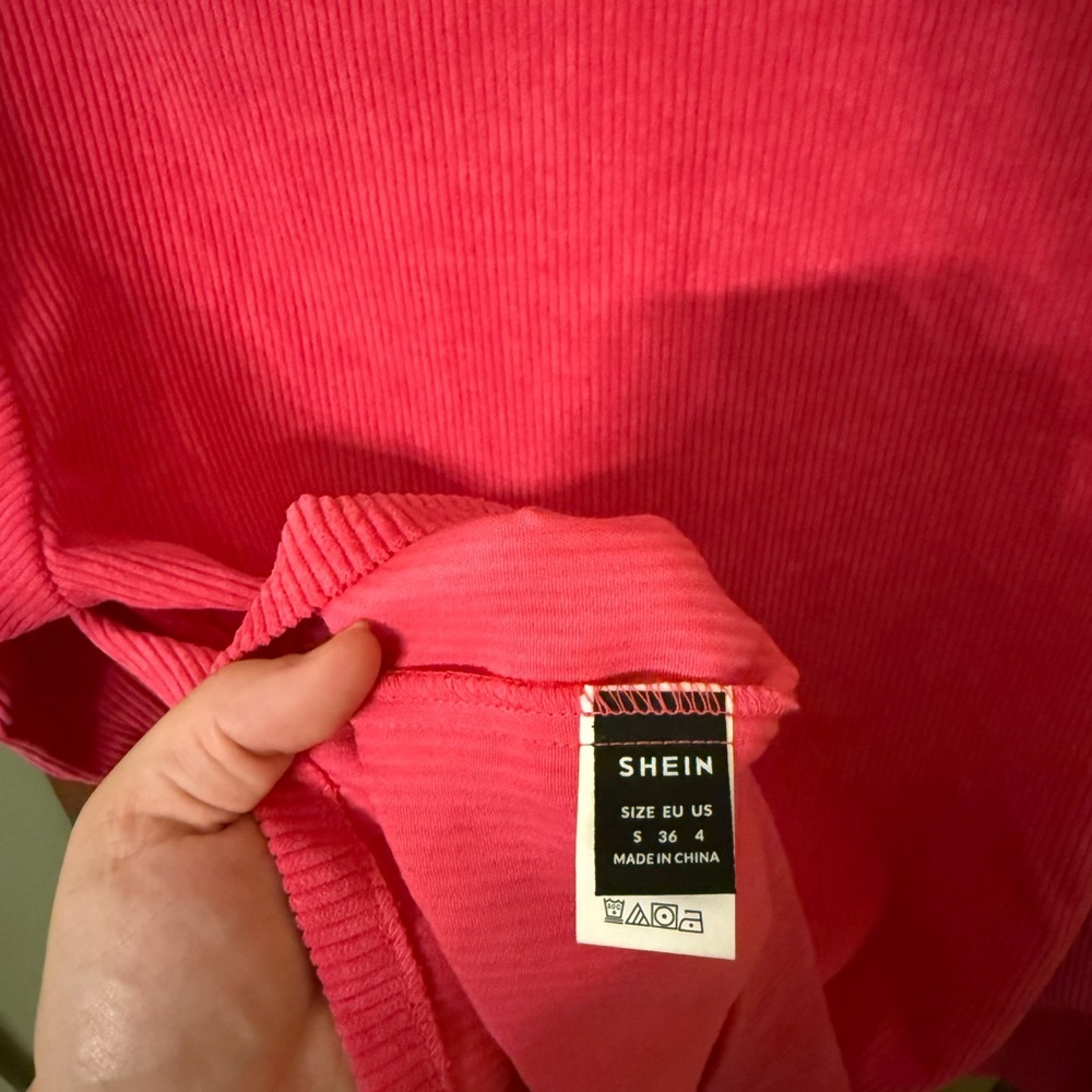 SHEIN Hot Pink Utility Faux Corduroy Ribbed Jacket Flannel Shacket Size Small - Picture 3 of 3